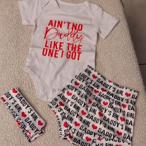 No name 3 pc body suit, shorts and headband "Aint no Daddy..."